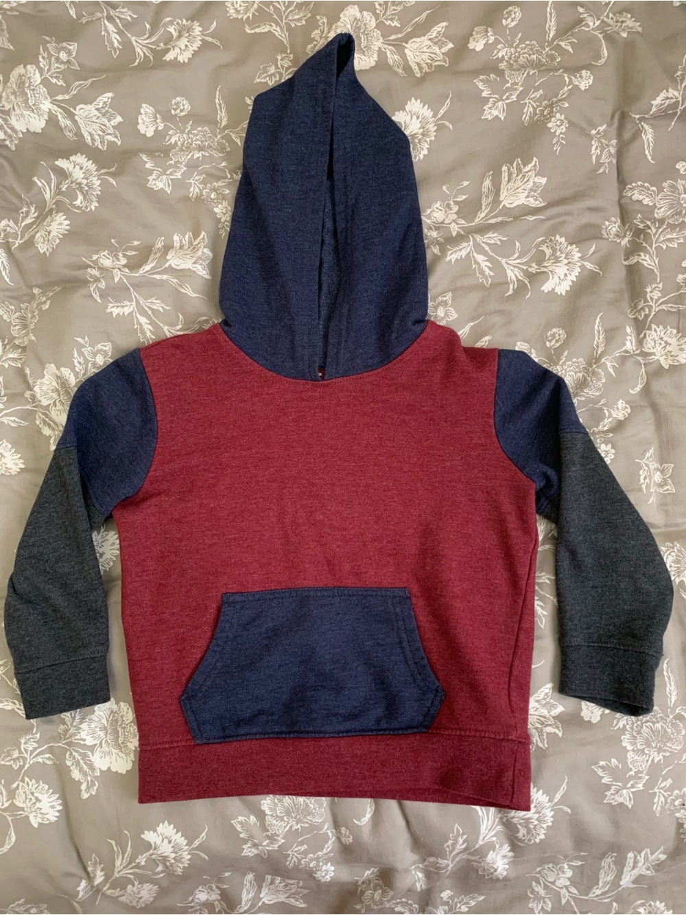 Cat & Jack Maroon and Navy Colorblock Hooded Sweatshirt